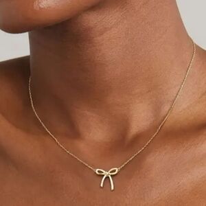 NEW! Gold Plated Chic & Minimalist Bow Pendant Dainty Chain Necklace